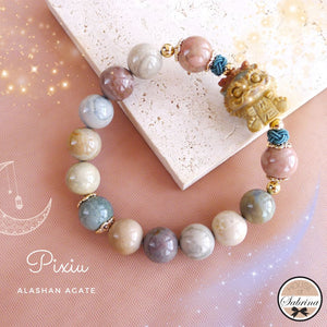 Pixiu Alashan Agate Lucky Charm Gemstone Bracelet