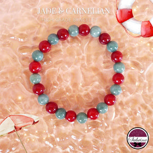 JADE AND CARNELIAN GEMSTONE LUCKY CHARM BRACELET