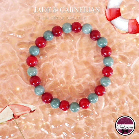 JADE AND CARNELIAN GEMSTONE LUCKY CHARM BRACELET