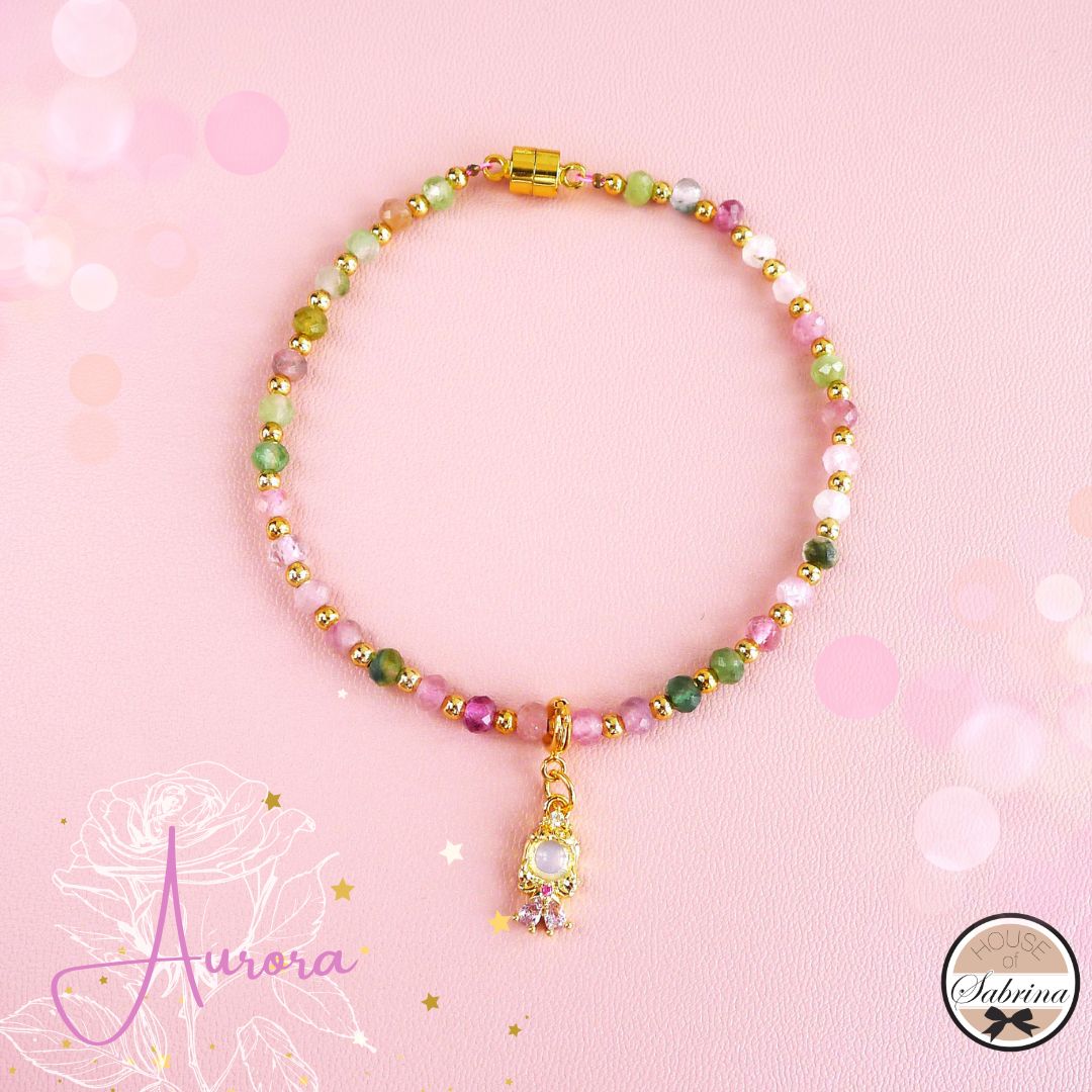 Candy Tourmaline ‘Princess Aurora’ Gemstone Lucky Charm Bracelet