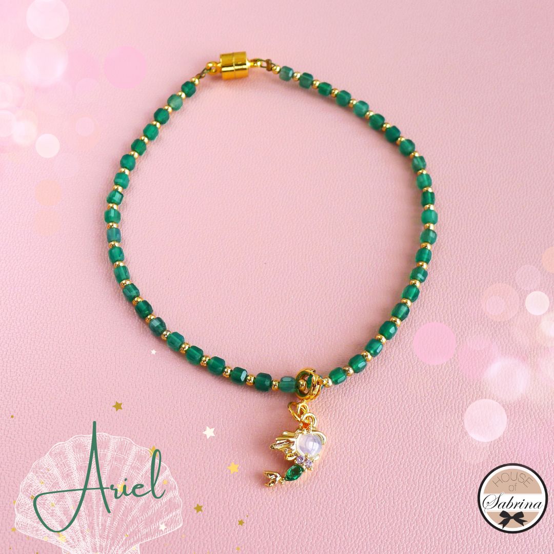 Emerald 'Princess Ariel' Gemstone Lucky Charm Bracelet