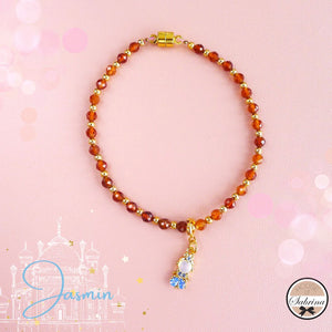 Orange Garnet 'Princess Jasmin' Gemstone Lucky Charm Bracelet