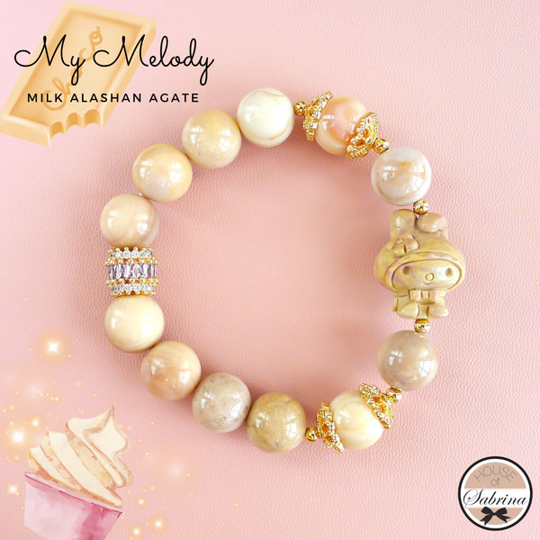 My Melody Milk Alashan Agate Gemstone Lucky Charm Bracelet – House