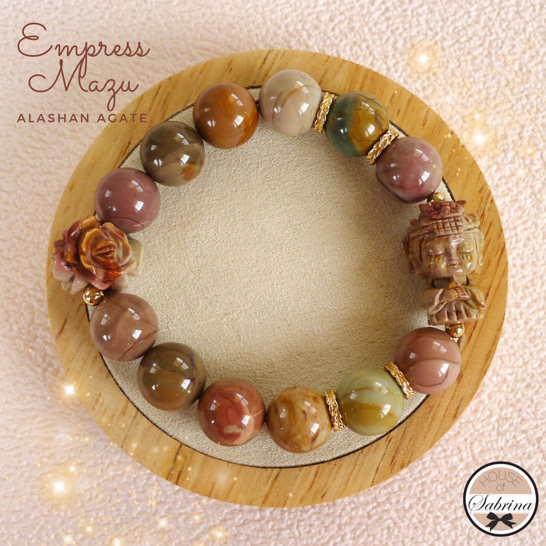 EMPRESS MAZU ALASHAN AGATE GEMSTONE LUCKY CHARM BRACELET