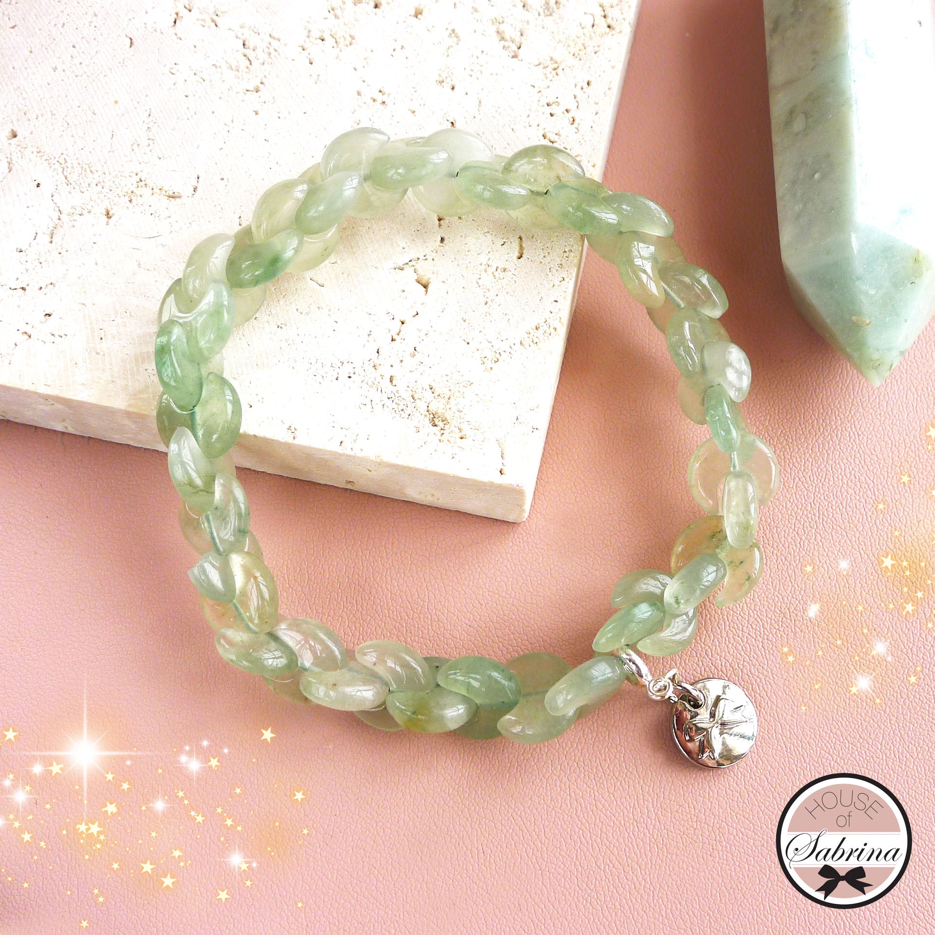 AVENTURINE INTERLACED COIN BRACELET