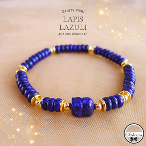DAINTY LAPIS LAZULI PIXIU ABACUS GEMSTONE LUCKY CHARM BRACELET