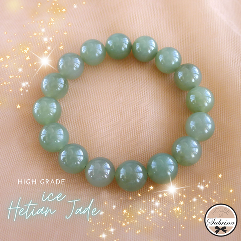 HIGH GRADE ICE HETIAN JADE GEMSTONE LUCKY CHARM BRACELET