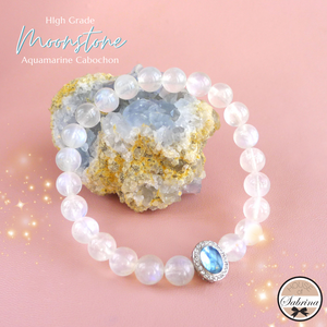 HIGH GRADE MOONSTONE WITH AQUAMARINE CABOCHON
