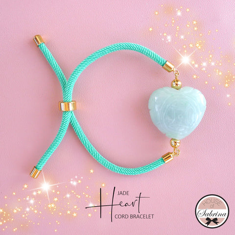 CHUNKY JADE HEART STATEMENT CORD BRACELET