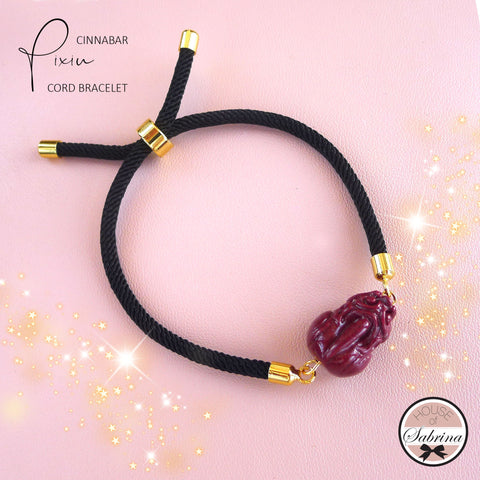 CINNABAR PIXIU STATEMENT CORD BRACELET