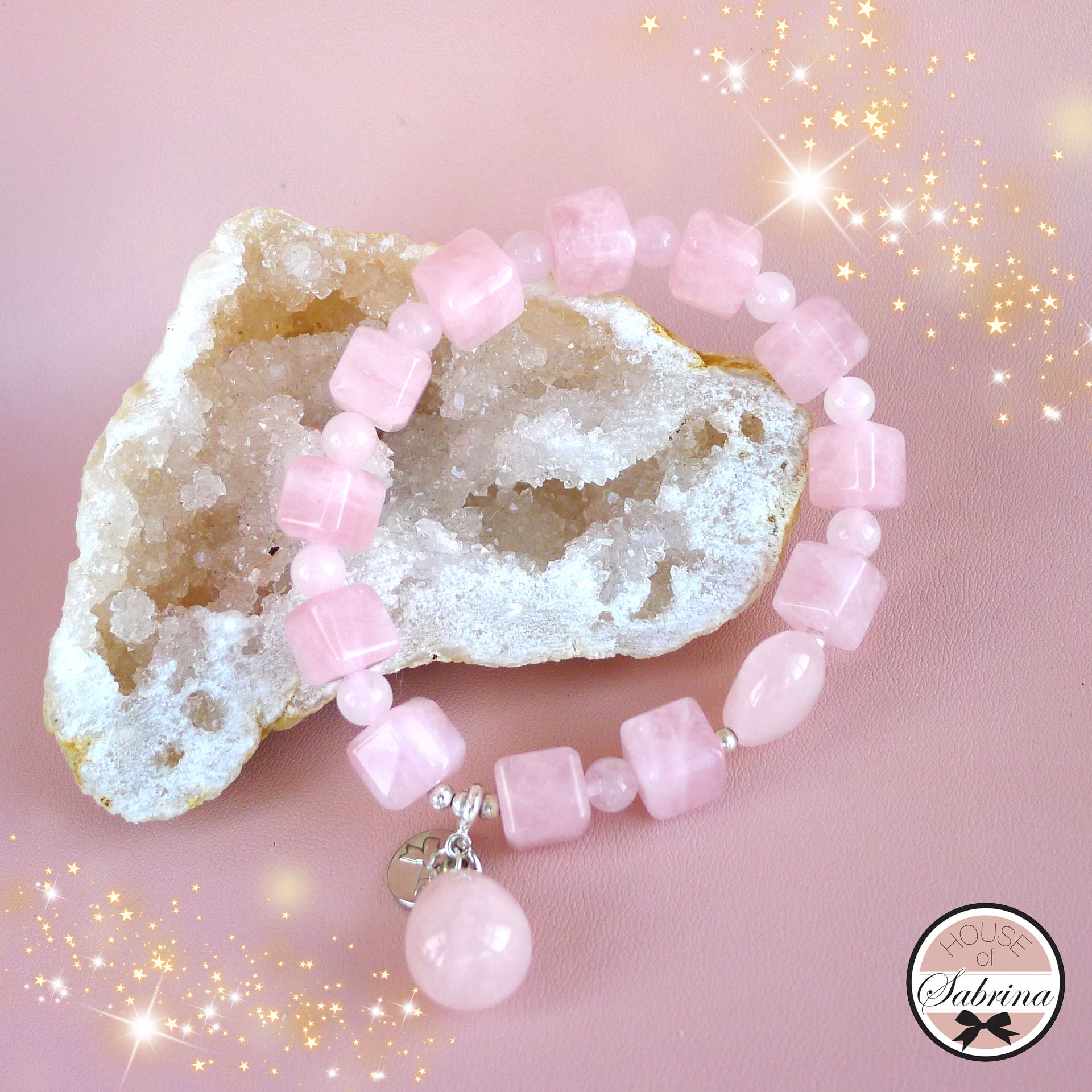 ROSE QUARTZ CUBE BRACELET