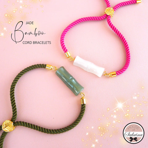 JADE BAMBOO STATEMENT CORD BRACELETS