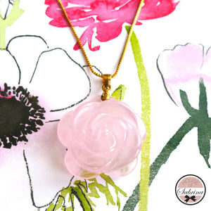 ROSE QUARTZ ROSE NECKLACE