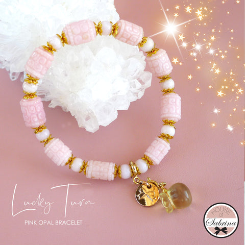 LUCKY TURN PINK OPAL GEMSTONE BRACELET