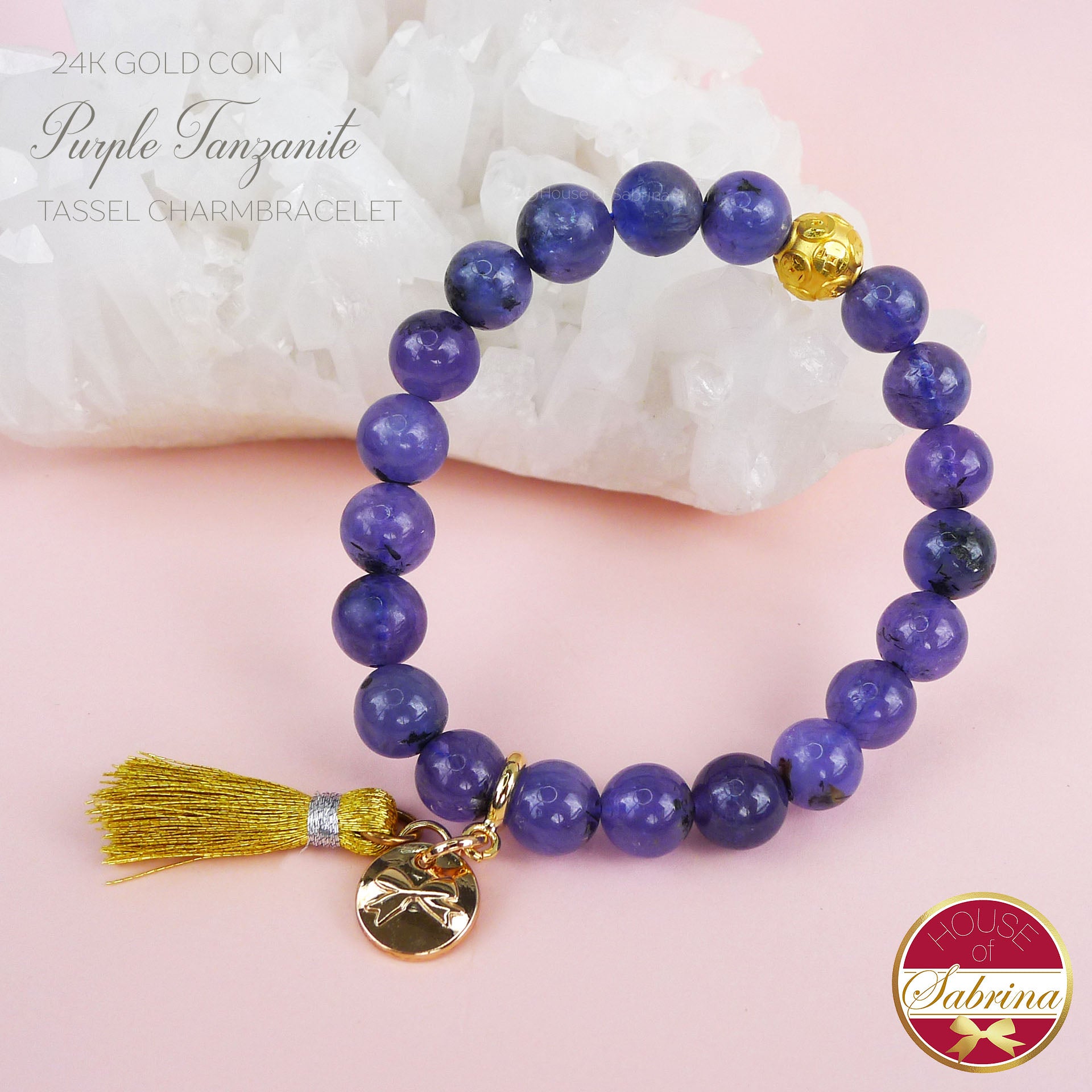 24K GOLD FORTUNE COIN + HIGH GRADE PURPLE TANZANITE