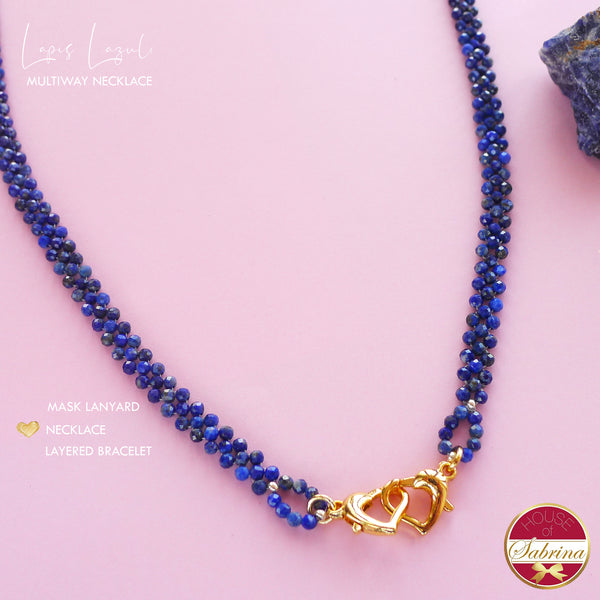 LAPIS LAZULI MULTIWAY NECKLACE, BRACELET, MASK LANYARD, EYEGLASSES HOLDER