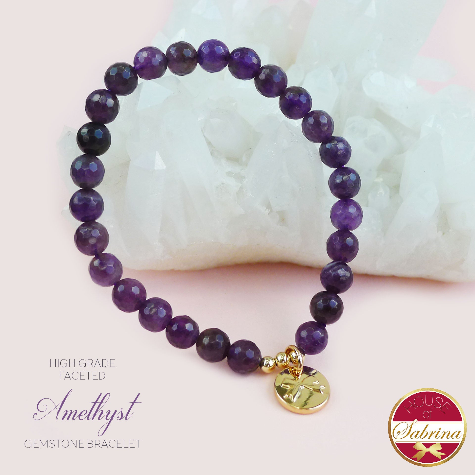 HIGH GRADE FACETED AMETHYST GEMSTONE BRACELET