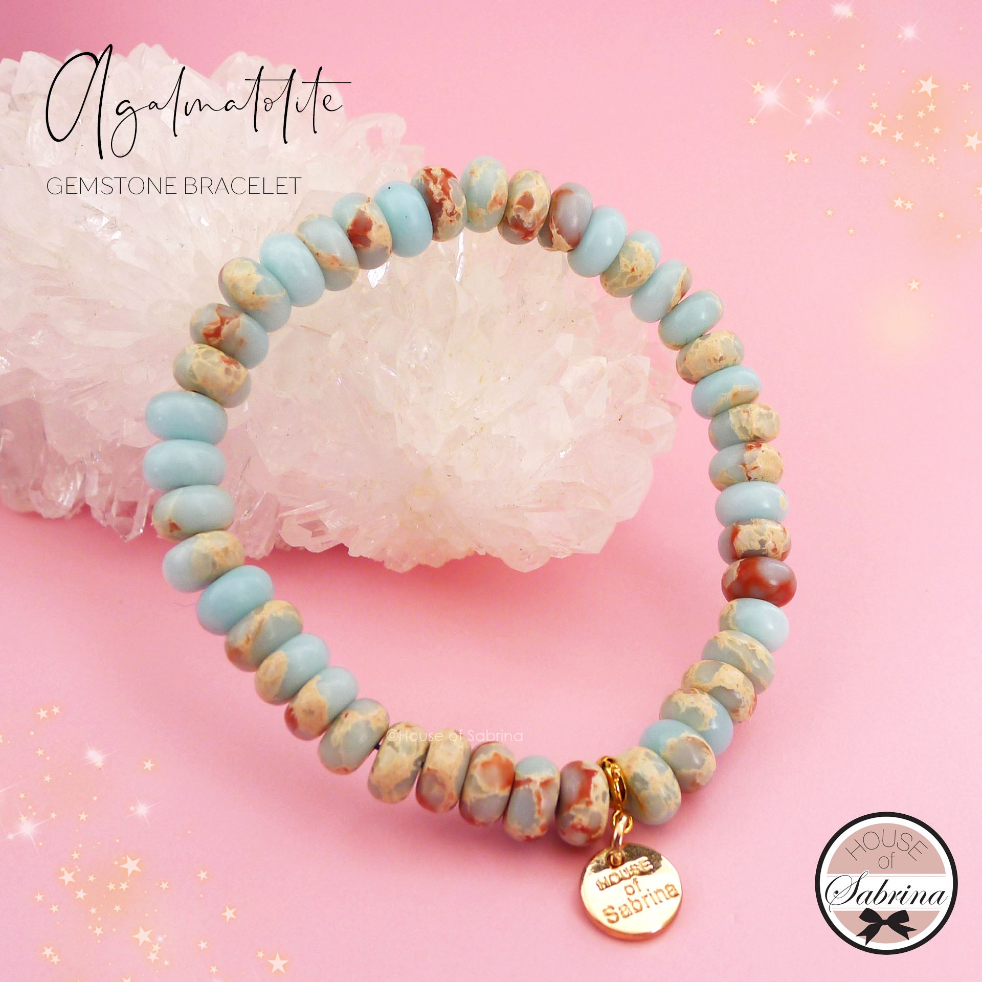 AGALMATOLITE ABACUS GEMSTONE BRACELET