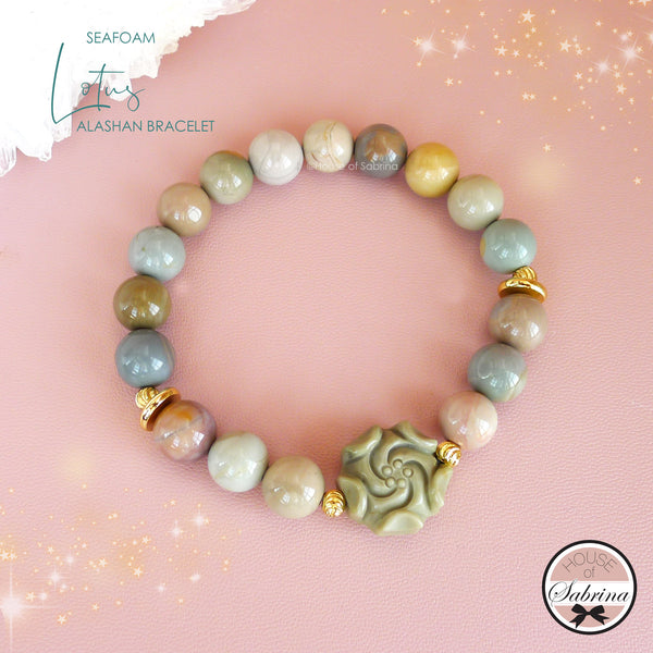 SEAFOAM ALASHAN AGATE GEMSTONE BRACELET SET