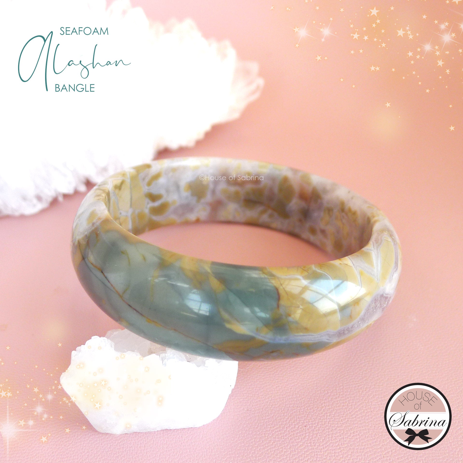 SEAFOAM ALASHAN AGATE GEMSTONE BRACELET SET