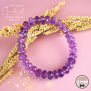 HIGH GRADE FACETED AMETHYST ABACUS GEMSTONE BRACELET