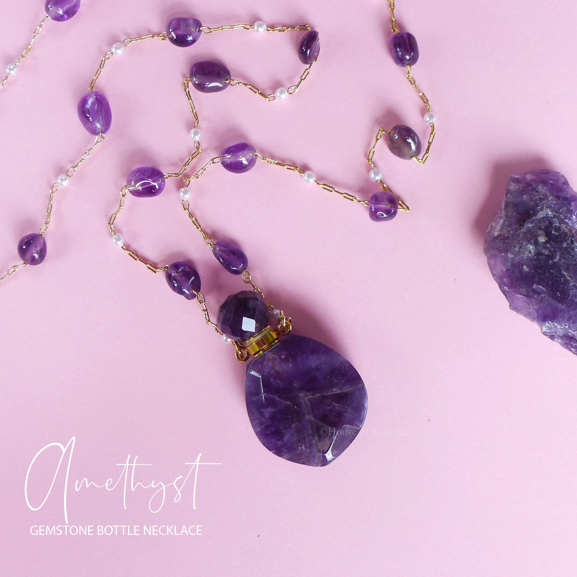 AMETHYST GEMSTONE BOTTLE NECKLACE