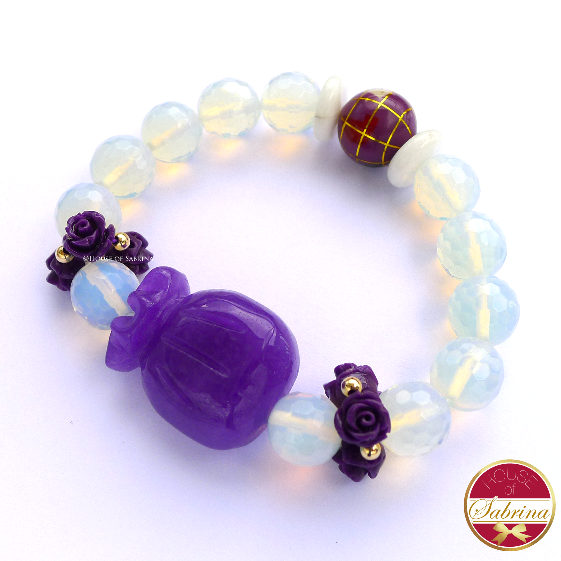 OPALITE & AGATE MONEY BAG CHARM BRACELET