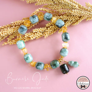HIGH GRADE MOSS GREEN BURMESE JADE WITH CITRINE