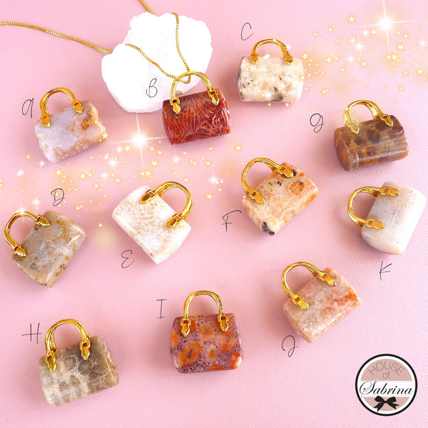 CORAL JADE BAG PENDANTS