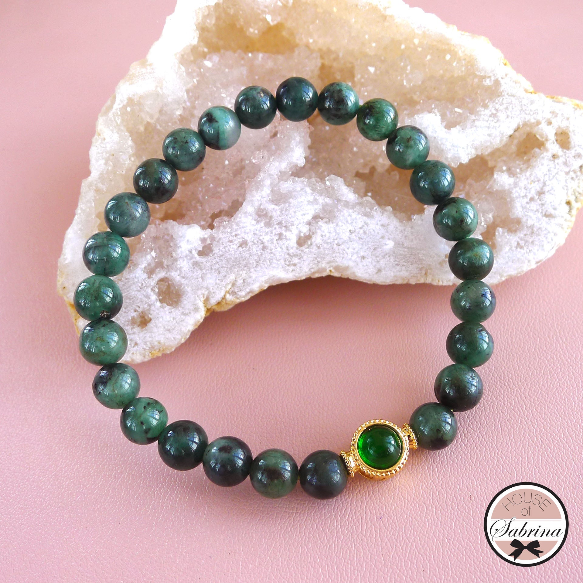 HIGH GRADE EMERALD WITH GREEN ZIRCON GEMSTONE BRACELET