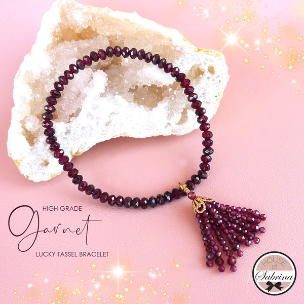 HIGH GRADE GARNET LUCKY TASSEL GEMSTONE BRACELET