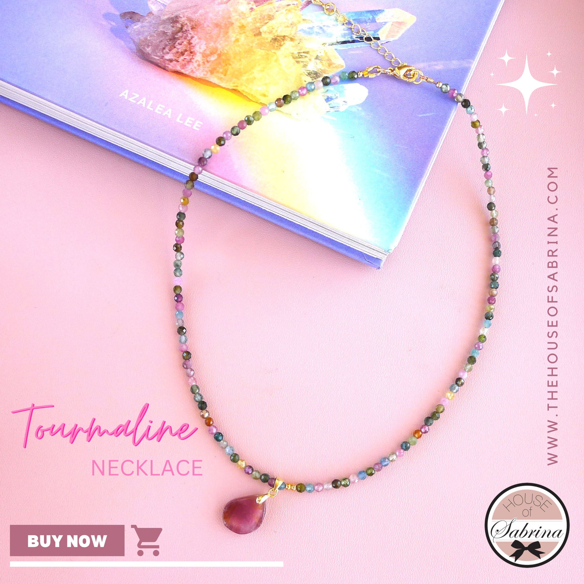 MULTICOLOURED TOURMALINE NECKLACE WITH PENDANT