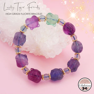 LUCKY TIGER FRIENDS HIGH GRADE FLUORITE GEMSTONE BRACELET