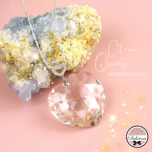 FACETED CLEAR QUARTZ HEART NECKLACE