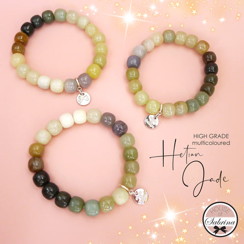 High Grade Multicoloured Hetian Jade Gemstone Lucky Charm Bracelet
