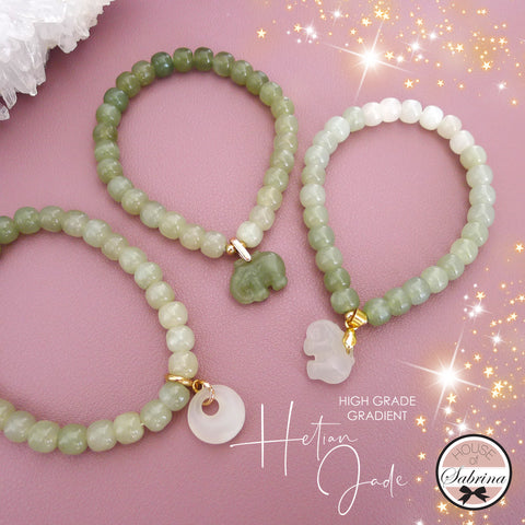 HIGH GRADE GRADIENT HETIAN JADE WITH JADE CHARMS
