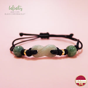 INFINITY JADE COIN BLACK CORD BRACELET