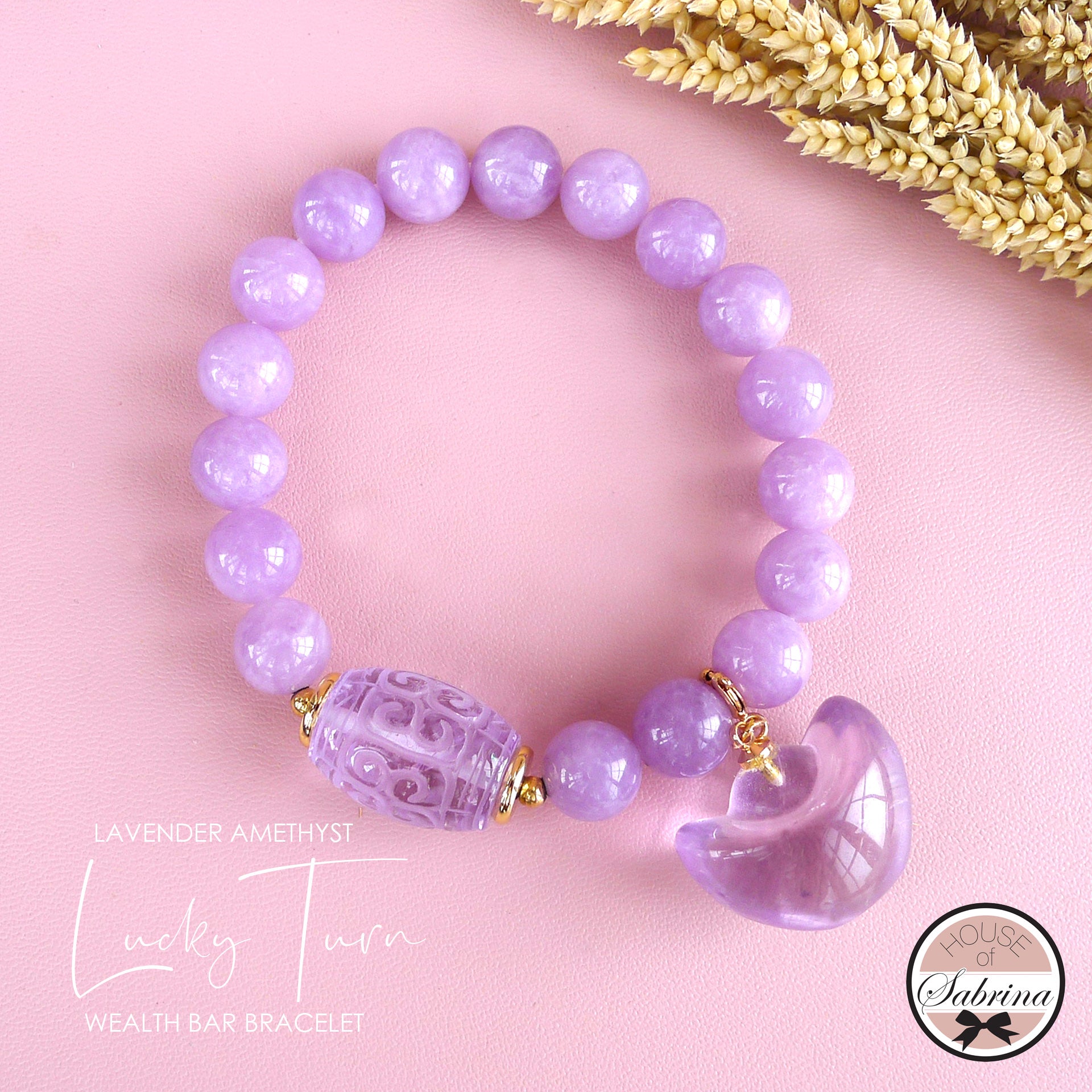 LAVENDER AMETHYST LUCKY TURN WEALTH BAR BRACELET
