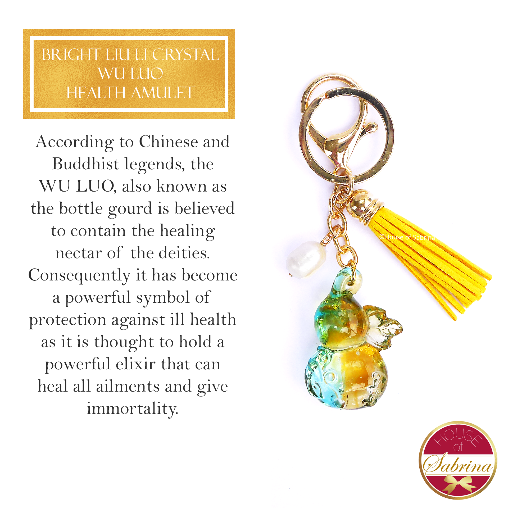 Bright Liu Li Crytal Wu Luo Health and Longevity Amulet