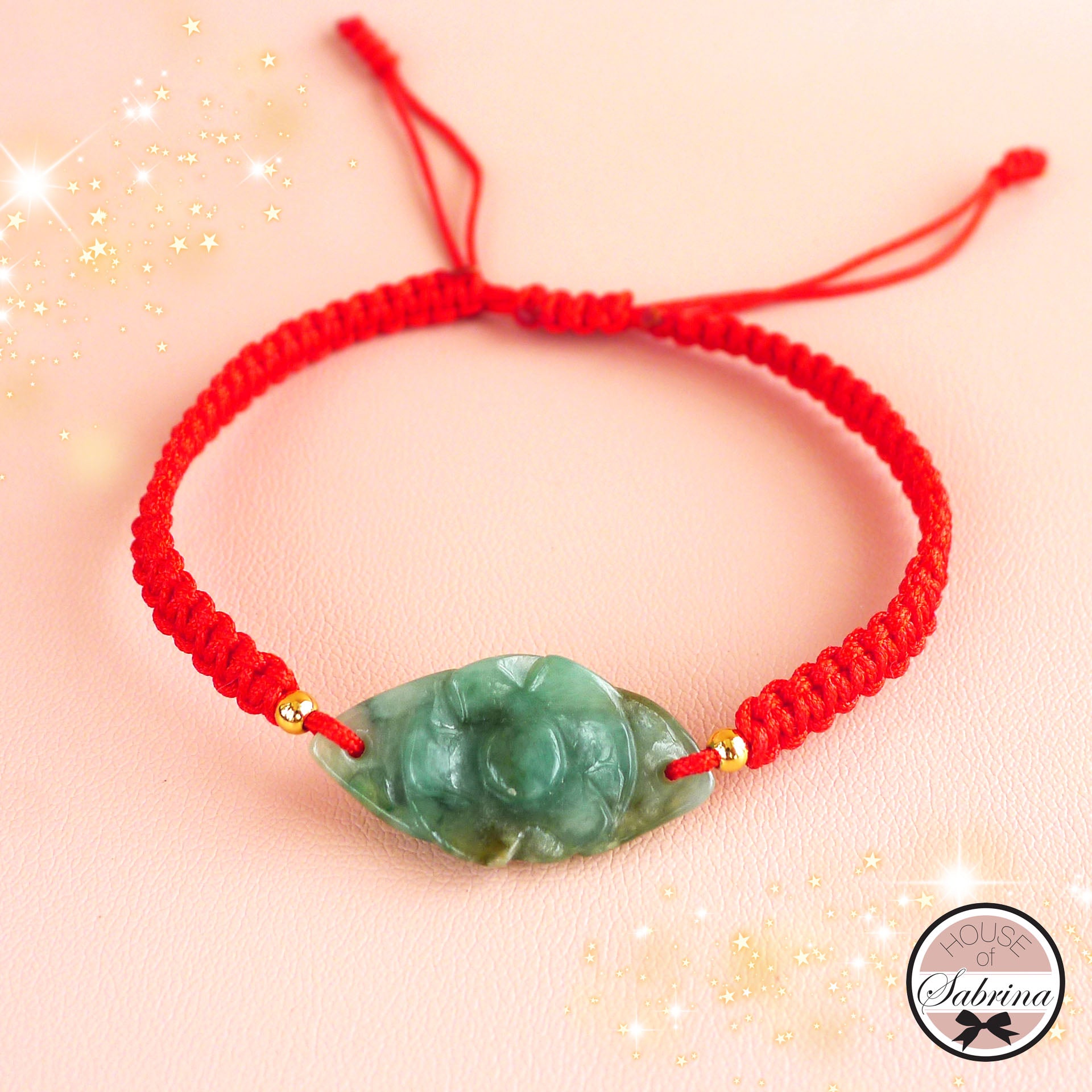 JADE LOTUS RED CORD BRACELET