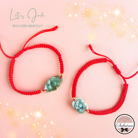 JADE LOTUS RED CORD BRACELET