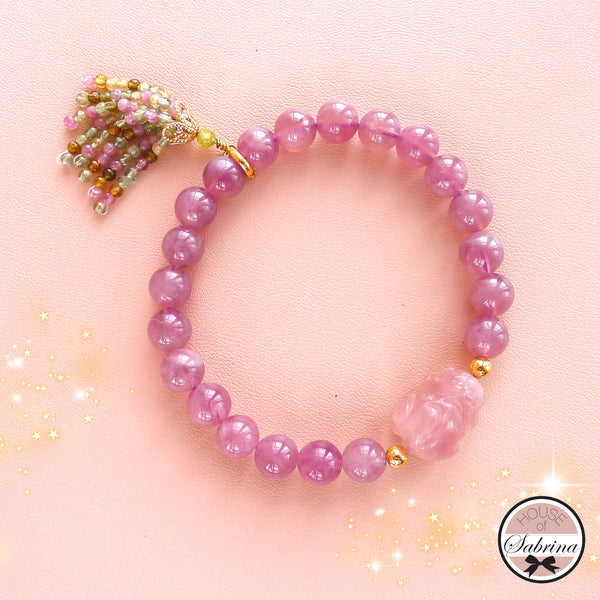 MADAGASCAN ROSE QUARTZ PIXIU TASSEL BRACELET