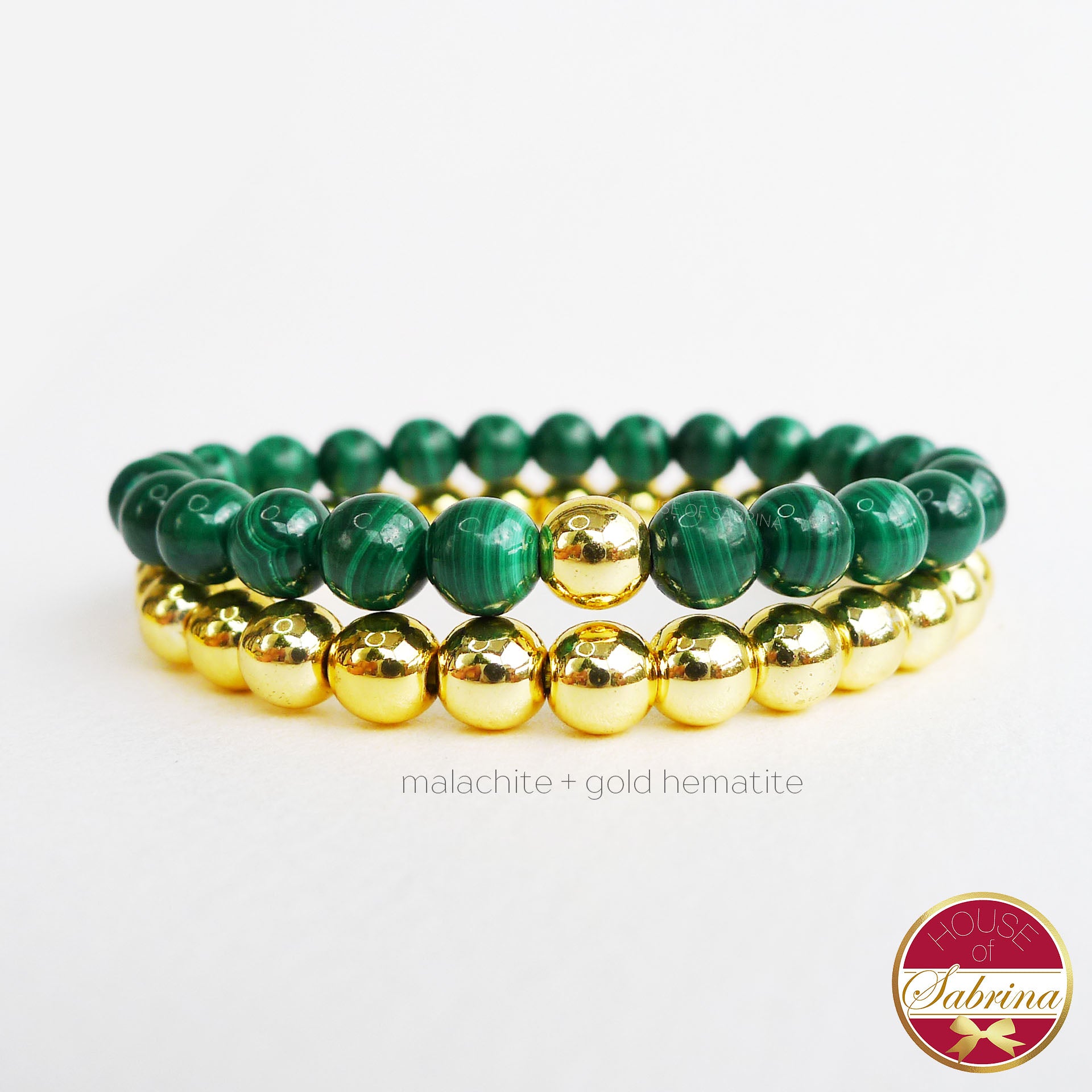 MALACHITE  + GOLD HEMATITE DOUBLE STACK