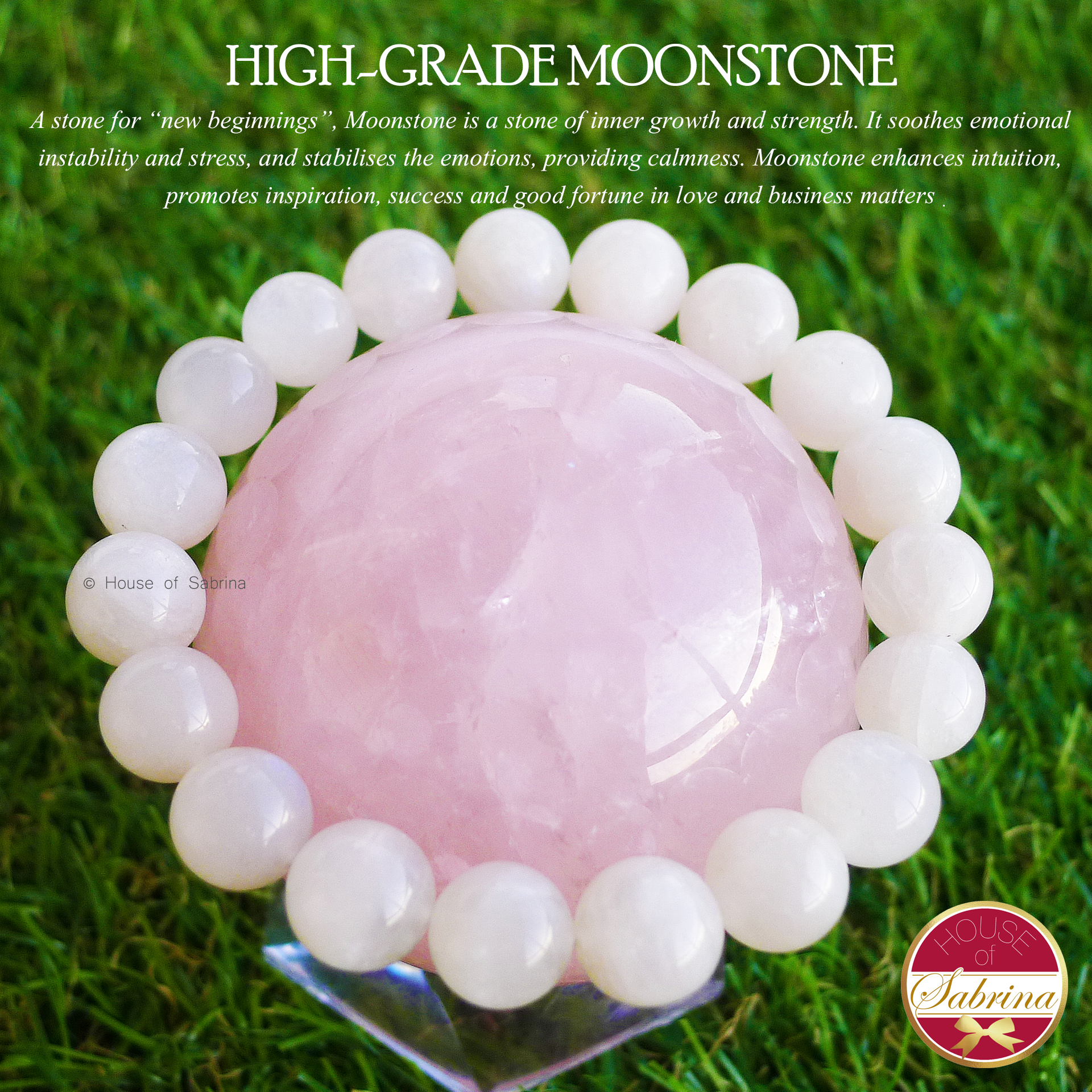 High-Grade Moonstone Gemstone Bracelet (10mm)