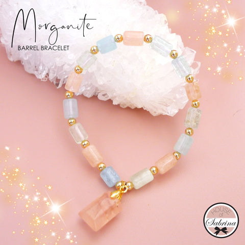 MORGANITE BARREL GEMSTONE LUCKY CHARM BRACELET