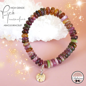 HIGH GRADE PINK TOURMALINE ABACUS GEMSTONE BRACELET