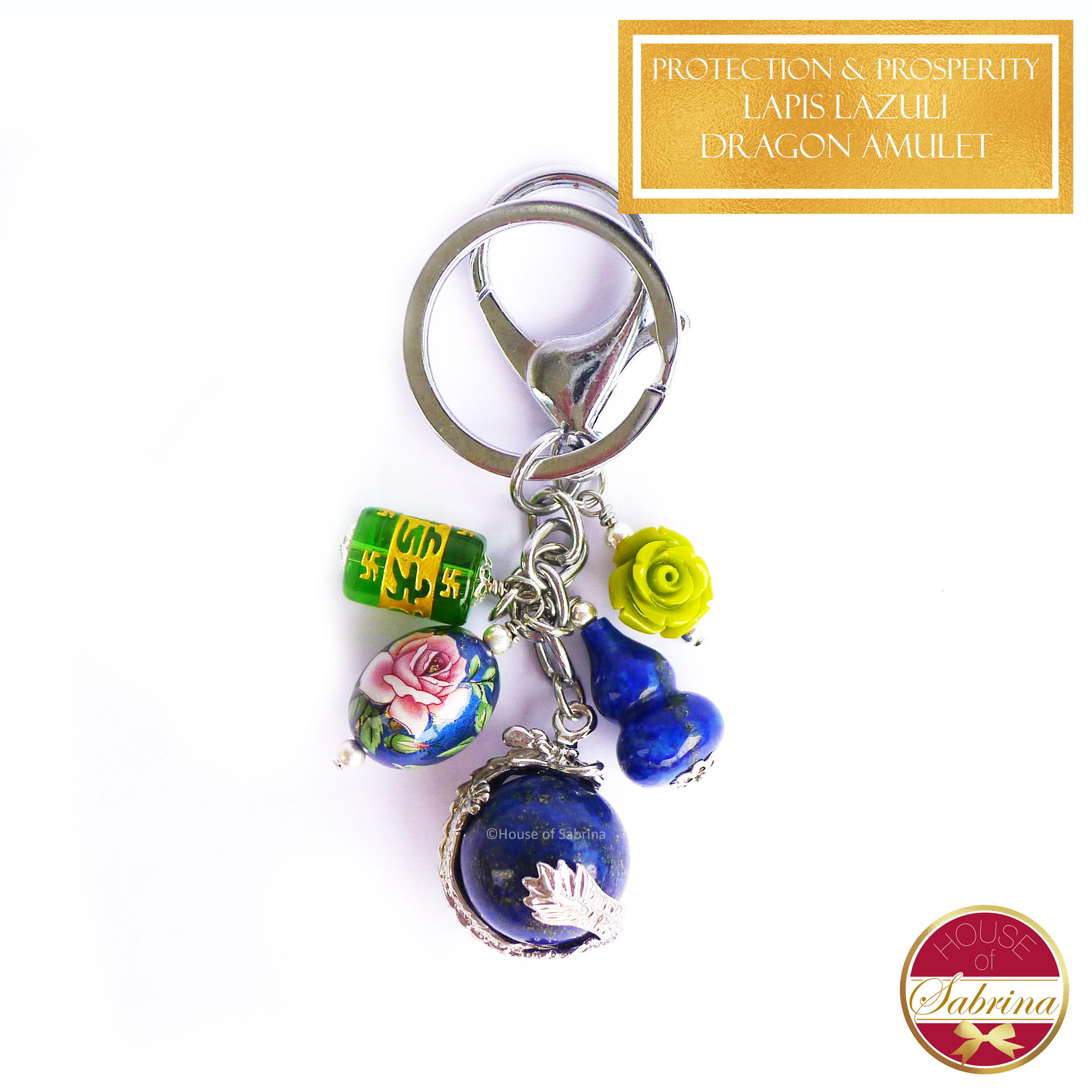 Protection & Prosperity Lapis Lazuli Dragon Amulet