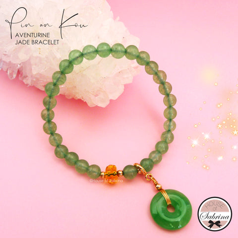 PING AN KOU JADE  & AVENTURINE BRACELET