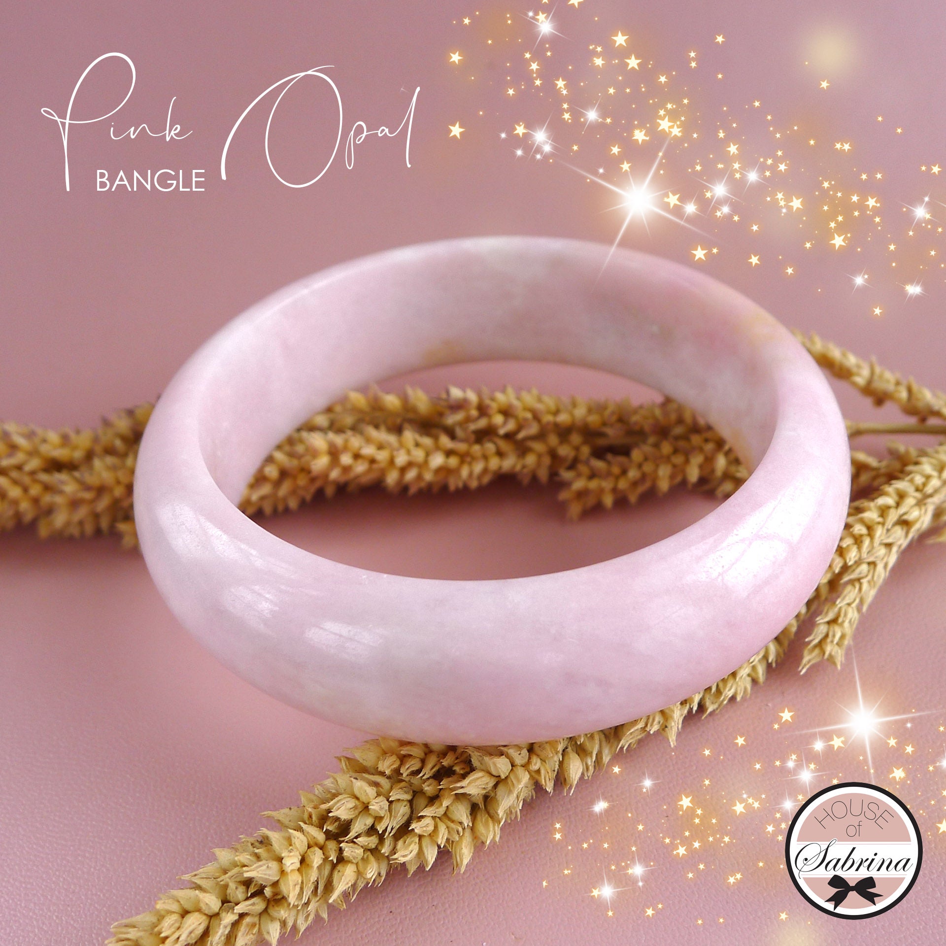 PINK OPAL SOLID BANGLE GEMSTONE BRACELET