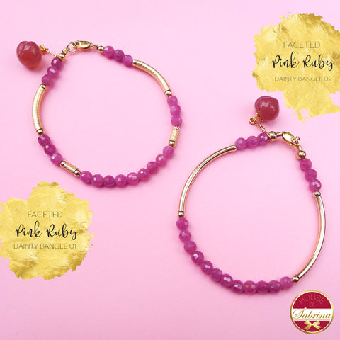 FACETED RUBY GEMSTONE BANGLES